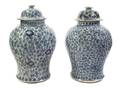 A Pair of Blue and White Jars and Covers
