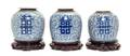An Assembled Set of Three Double Happiness Ginger Jars