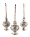 Three Middle Eastern Silvered Metal Sprinklers
