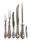 An American Silver FivePiece Carving Set