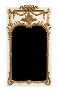 A French Painted and Parcel Gilt Trumeau Mirror