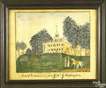 Watercolor and ink on paper drawing of Mount Vernon