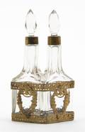A French Gilt Metal Mounted Glass Double Perfume Set