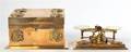 A Victorian Brass Stationary Box and Postage Scale