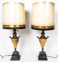 A Pair of Neoclassical Style Gilt Metal Mounted Marble Lamps