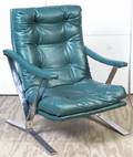 A Chromed Metal and Leather Lounge Chair