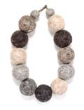 A Tonal Grey Felt Wool Bead Ball Necklace