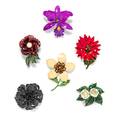A Group of Six Vintage Enamel Floral Brooches