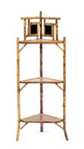 A Victorian Lacquered Bamboo Corner Etagere