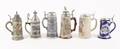 Collection of 6 German Beer Tankards or Steins