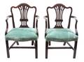 A Pair of English Mahogany Armchairs