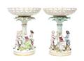 A Pair of Meissen Porcelain Figural Compotes