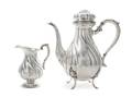 A German Silver Coffee Pot and Matching Creamer