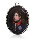 A Rose Gold and DiamondMounted Enamel Portrait Miniature of William IV
