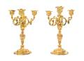 Pair of French SilverGilt Small ThreeLight Candelabra