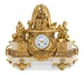 A French Marble Inset Gilt Bronze Mantel Clock