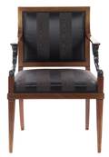 A Russian Brass Inlaid and Parcel Ebonized Armchair