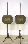 Pair of Queen Anne mahogany pole screens ca 1770