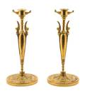 A Pair of Directoire Gilt Bronze Candlesticks