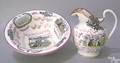 Sunderland pink luster pitcher and basin early 19th c