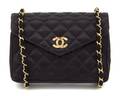 A Chanel Black Satin Quilted Flap Bag