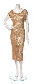 A Donna Karan Gold Sequin Cashmere Knit Dress