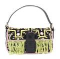 A Fendi Black Embroidered Baguette