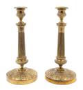 A Pair of Empire Style Gilt Metal Candlesticks