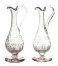 A Pair of French Gilt Decorated Cut Glass Wine Ewers
