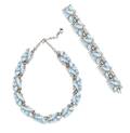 A Trifari Pastel Blue Enamel and Rhinestone Floral Demi Parure