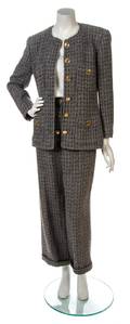 A Chanel Grey Wool Tweed Pant Suit