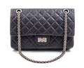 A Chanel Grey Quilted Leather Double Flap Bag