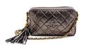 A Chanel Metallic Grey Quilted Leather Bag
