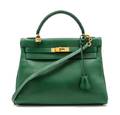 An Hermes 32cm Green Leather Kelly Bag
