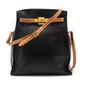 An Hermes 30cm Black Leather Kelly Sport Bag