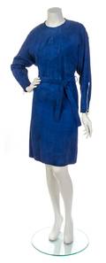 A Pierre Cardin Royal Blue Suede Dress