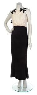 A Chanel Black and Ivory Silk Evening Dress
