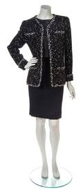 A Chanel Black and White Boucle Boxy Jacket