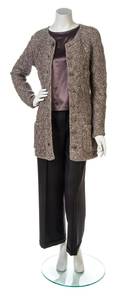 A Chanel GreyTaupe Boucle Cardigan