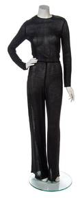 A Calvin Klein Black Cotton Knit Sheer Jumpsuit