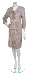 A Chanel Pink and Grey Cotton Tweed Skirt Suit