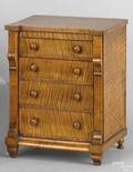 Pennsylvania late Federal tiger maple miniature chest of drawers
