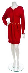 A Chanel Red Wool Knit Sweater Dress