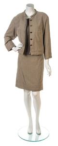 A Chanel Taupe Cotton Tweed Skirt Suit