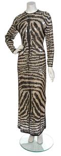 A Halston Zebra Sequin Pattern Gown