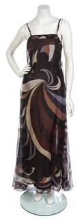 An Emilio Pucci Multicolor Chiffon Print Gown