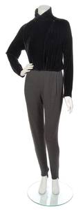 A Donna Karan Graphite Velvet Jumpsuit