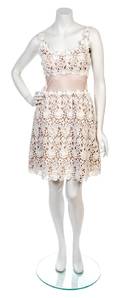 A Mollie Parnis White Floral Lace Dress