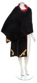 A Louis Feraud Black Cotton Velvet Stole