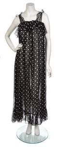 An Yves Saint Laurent Black and White Sheer Chiffon Polka Dot Print Dress